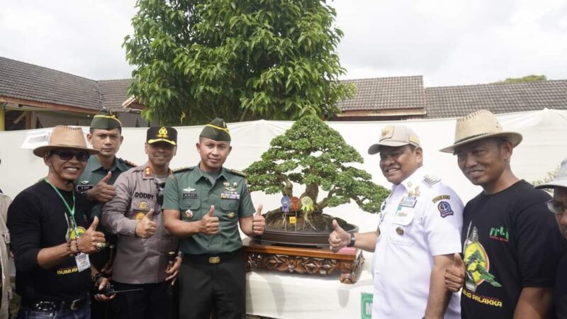 Bupati Bone bersama unsur Forkopimda meninjau pelaksanaan pameran dan Kontes Nasional Bonsai di kawasan Terminal Petta Ponggawae, Kabupaten Bone, Rabu (26/7). (ist)