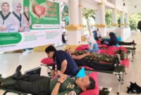 Pelaksanaan donor darah di Podium Lapangan Merdeka, Kabupaten Bone, Rabu (13/9). (ist)