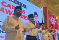 Dari kiri : Surya Paloh, Anies Baswedan, Muhaimin Iskandar. (ist)