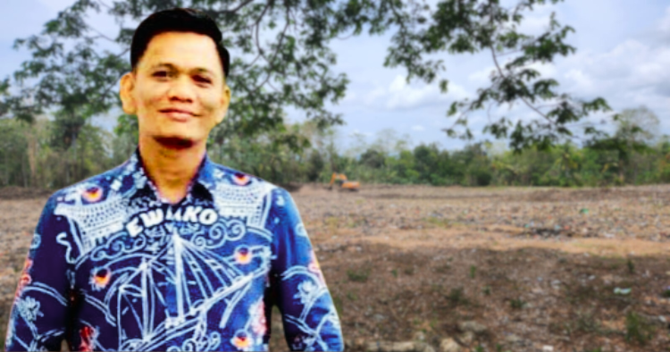 Anggota DPRD Bone Andi Muh Salam dan lokasi pembangunan sirkuit permanen balap motocross. (foto kolase : idhul)