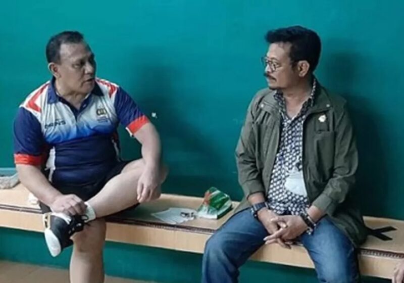 Foto pertemuan Firli Bahuri dan Syahrul Yasin Limpo yang viral di media sosial. (int)