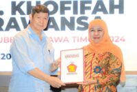 Penyerahan rekomendasi Gerindra untuk Pilgub Jatim 2024 kepada Khofifah Indar Parawansa. (int)
