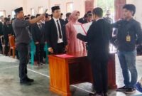 Prosesi pelantikan Pengawas TPS Pemilu 2024 di Kecamatan Kahu, Kabupaten Bone, Senin (22/1). (ist)