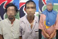 Tiga warga Kabupaten Sinjai yang ditangkap Polres Bone karena mengedarkan sabu. (ist)