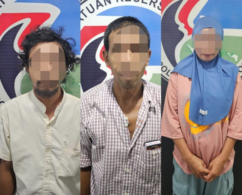 Tiga warga Kabupaten Sinjai yang ditangkap Polres Bone karena mengedarkan sabu. (ist)