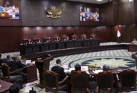 Suasana sidang sengketa Pilpres 2024 di kantor Mahkamah Konstitusi. (int)