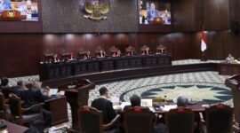 Suasana sidang sengketa Pilpres 2024 di kantor Mahkamah Konstitusi. (int)