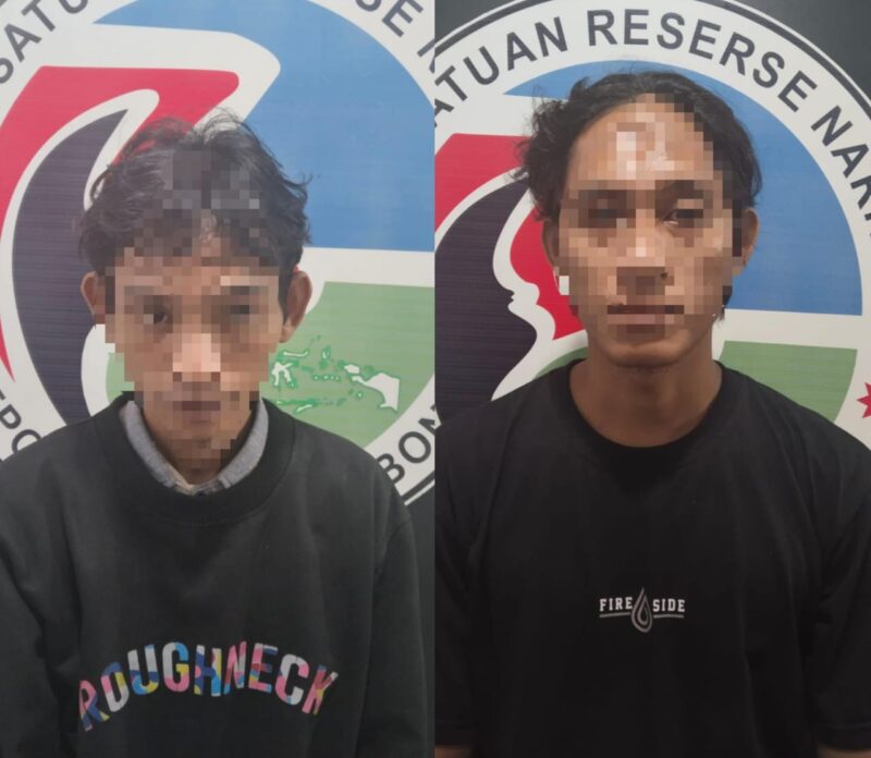 Dua pelaku Narkoba yang diamankan di Bajoe, Kabupaten Bone, Rabu (5/6). (ist)