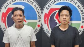 Dua pelaku Narkoba berinisial M dan J yang diamankan Satresnarkoba Polres Bone. 