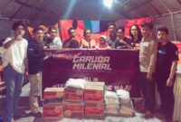 Garuda Milenial Bone menyerahkan bantuan ke posko korban kebakaran di Lappo Batue, Kelurahan Tibojon, Kecamatan Taenete Riattang Timur, Kabupaten Bone, Minggu (2/8). (ist)