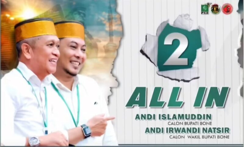 Pasangan calon Bupati dan Wakil Bupati Bone, Andi Islamuddin - Andi Irwandi. (ist)