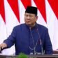 Prabowo Subianto sampaikan pidato perdana sebagai Presiden RI, Minggu (20/10). (int)