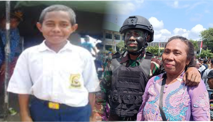 Joni penyelamat merah putih resmi menjadi prajurit TNI AD. (kolase:diksiku)