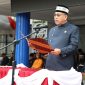 Wakil Ketua DPRD Bontang, Maming dipercaya membacakan teks Undang-Undang Dasar 1945 dalam peringatan Hari Lahir Pancasila, Senin (2/6). (ist)