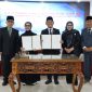 Wali Kota Bontang, Neni Moerniaeni bersama pimpinan DPRD saat mengikuti Rapat Paripurna Pengesahan Pertanggungjawaban Pelaksanaan APBD 2024 di Pendopo Rumah Jabatan, Senin (23/6). (ist)