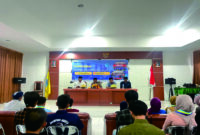 Kakan Kemenag Banggai Suardi Kandjai yang juga Ketua Mabincab PMII Banggai membuka secara resmi MAPABA PMII, Jumat (12/9). (ist)