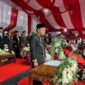 Ketua DPRD Kaltim Hasanuddin Mas’ud memimpin langsung pembacaan Teks Proklamasi Kemerdekaan Republik Indonesia. (Foto/Hms)