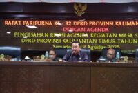 DPRD Kaltim menggelar Rapat Paripurna ke-32 untuk mengesahkan revisi agenda kegiatan masa sidang kedua tahun 2025. (Foto/Hms)