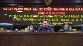 DPRD Kaltim menggelar Rapat Paripurna ke-32 untuk mengesahkan revisi agenda kegiatan masa sidang kedua tahun 2025. (Foto/Hms)
