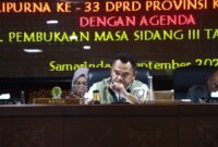DPRD Provinsi Kalimantan Timur menggelar Rapat Paripurna ke-33 di Gedung D lantai 6 Kantor DPRD Kaltim. (Foto/Hms)