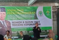 Anggota Komisi III DPRD Kalimantan Timur (Kaltim), Jahidin, kembali turun ke masyarakat untuk mensosialisasikan Peraturan Daerah (Perda) Nomor 8 Tahun 2022 tentang Kepemudaan. (Foto/Ist)