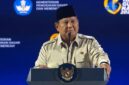 Presiden Prabowo saat berbicara pada Puncak Hari Guru Nasional (HGN) 2025 di Indonesia Arena, Jakarta Pusat, Jumat (28/11/2025). (int)