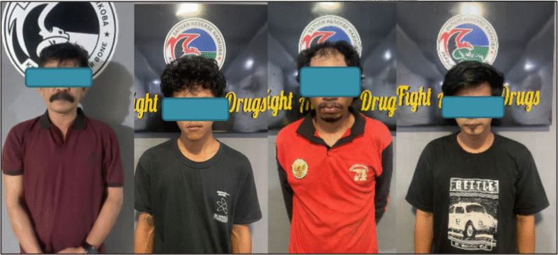 Empat dari Tujuh pelaku Narkoba yang diamankan Satresnarkoba Polres Bone di awal Januari 2026. (ist)