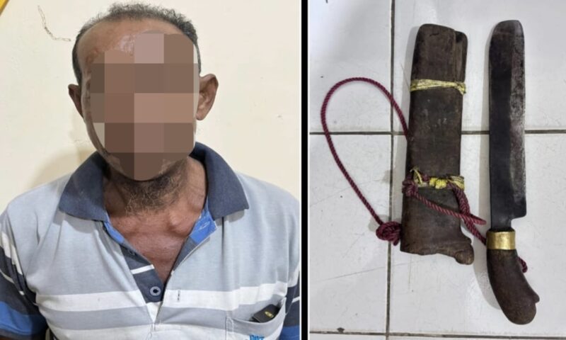 KT (60) pelaku penganiayaan terhadap tetangga sendiri akibat cekcok pembatas pagar. (int)