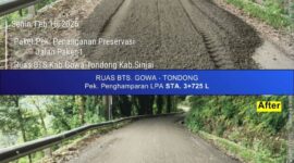 progres pengerjaan infrastruktur jalan yang masuk dalam paket 1 program Multiyears Project (MYP) yang mencakup penanganan 14 ruas salah satu jalan di wilayah batas Kabupaten Gowa –  Kabupaten Sinjai Sulawesi Selatan