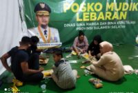 Posko Mudik Lebaran di ruas jalan Impa-impa–Anabanua, Kabupaten Wajo. 