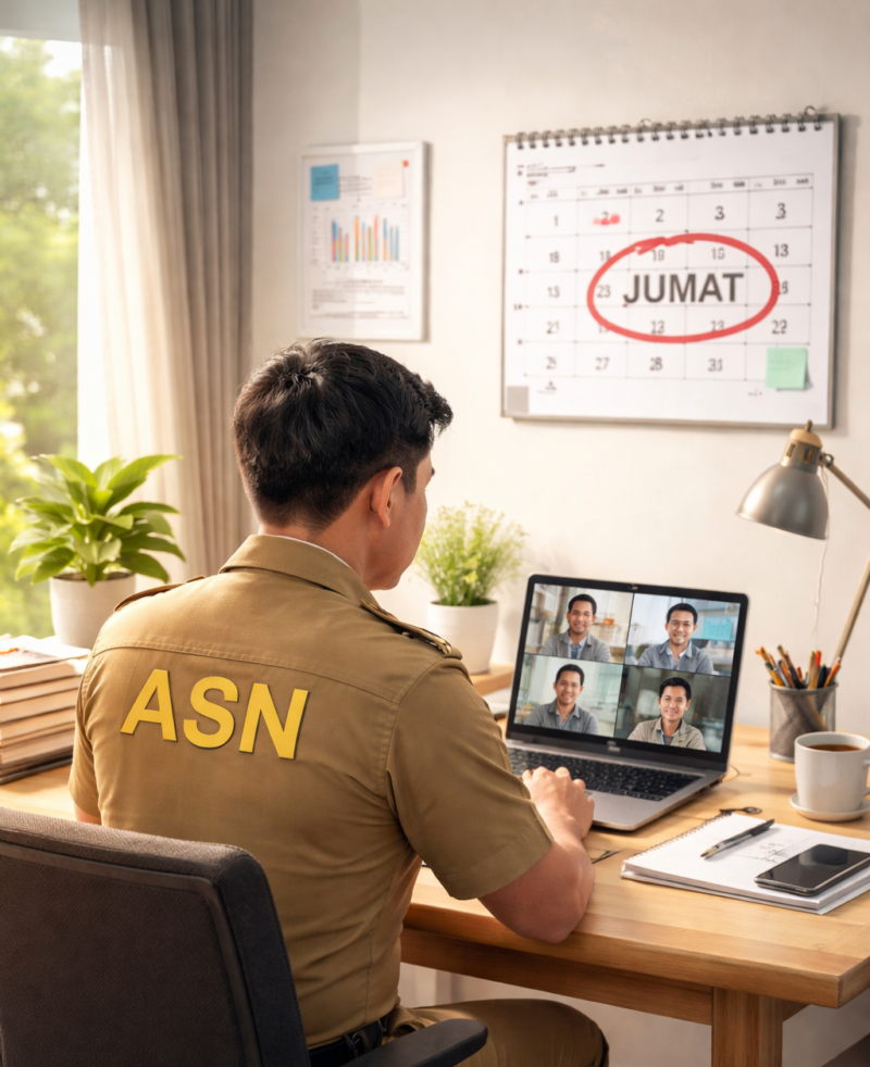 ilustrasi ASN kerja dari rumah. (int)