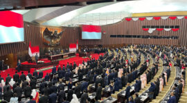 Suasana sidang Tahunan MPR RI dan Sidang Bersama DPR-DPD RI Tahun 2025 di Gedung Nusantara, Kompleks Parlemen, Jakarta, Jumat (15/8/2025). (Salman Toyibi/ Jawa Pos)