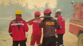 Proses pemadaman api di Kecamatan Kasai, Berau. (Dok KPHP Berau Utara)