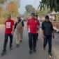 Pj Sekda Bone Edy Saputra Syam bersama sejumlah pimpinan OPD jalan pagi di Kelurahan Pallette. (ist)